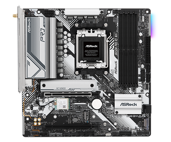 PLACA ASROCK B650M PRO RS WIFI, AMD AM5, DDR5 7200+ MHZ (OC), M.2(PCIE GEN5 X4), PCIE 4.0.