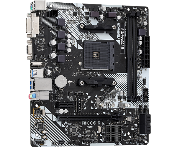 PLACA ASROCK B450M-HDV R4.0, AM4 AMD, DDR4 64GB-3200MHZ, M.2 PCIE GEN3 X4, HDMI.