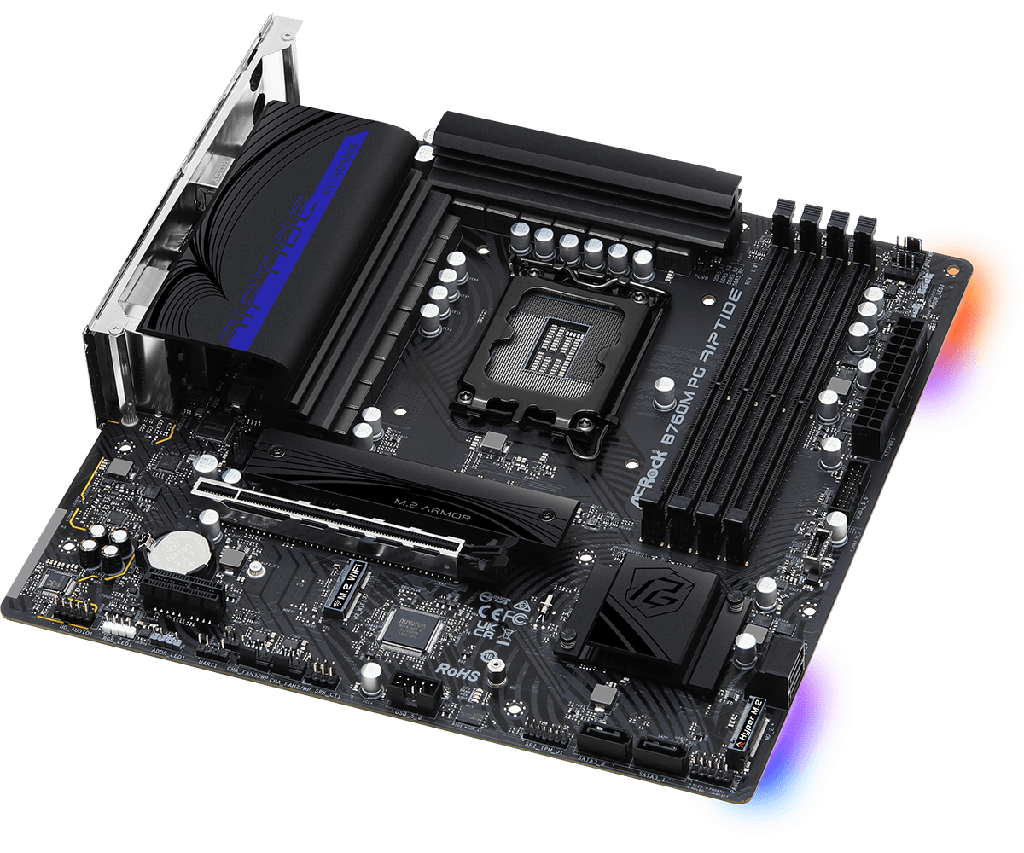 PLACA ASROCK B760M PG RIPTIDE WIFI, LGA1700, DDR5 7200MHZ (OC), M.2 (PCIE GEN4 X4), PCIE 4.0 .