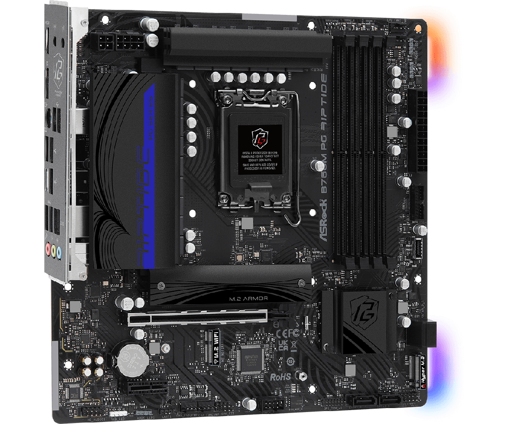 PLACA ASROCK B760M PG RIPTIDE WIFI, LGA1700, DDR5 7200MHZ (OC), M.2 (PCIE GEN4 X4), PCIE 4.0 .
