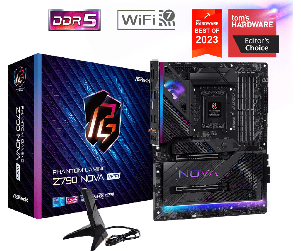 PLACA ASROCK Z790 NOVA WIFI, LGA 1700, DDR5 8000+(OC), M.2 (PCIE GEN5X4), PCIE 5.0, ATX.